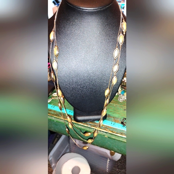 Ruby Lane Earth Tone 3 Strand Necklace - Picture 1 of 2